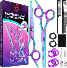 Hair Cutting Scissors Shears Kit, 6.7' Barber Scissors, Professional Haircut Kit, Stainless Steel Hairdressing Thinning Scissors Shears for Barbe Hair Cutting Scissors Shears Kit, 6.7' Barber Scissors, Professional Haircut Kit, Stainless Steel Hairdressing Thinning Scissors Shears for Barbe